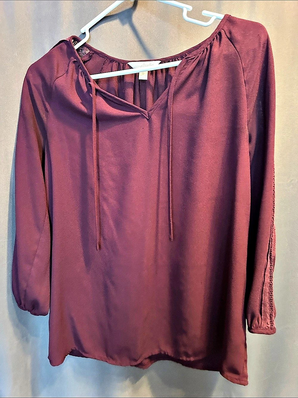 Charming Charlie Women'Small Lace Trim Blouse in Purple Size Small Like New